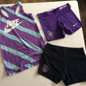 Nike slim fit tank w/2 pair shorts